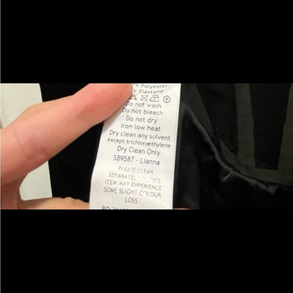 House of CB Lianna Velvet Mesh Feather Black Midi Cocktail Dress - Picture 7 of 8